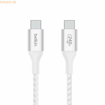 Belkin BoostCharge USB-C to USB-C Power Cable (2M, 6.6ft), Fast Charging Cable with 240W Power Delivery, USB-IF Certified, Compatible with MacBook Pro, Chromebook, Samsung Galaxy, iPad, & More - White Belkin BoostCharge USB-C to USB-C Power Cable (2M, 6.6ft), Fast Charging Cable with 240W Power Delivery, USB-IF Certified, Compatible with MacBook Pro, Chromebook, Samsung Galaxy, iPad, & More - White